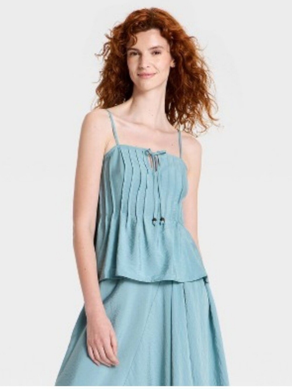A New Day Blue Peplum Cami Asymmetrical Midi Skirt Set
